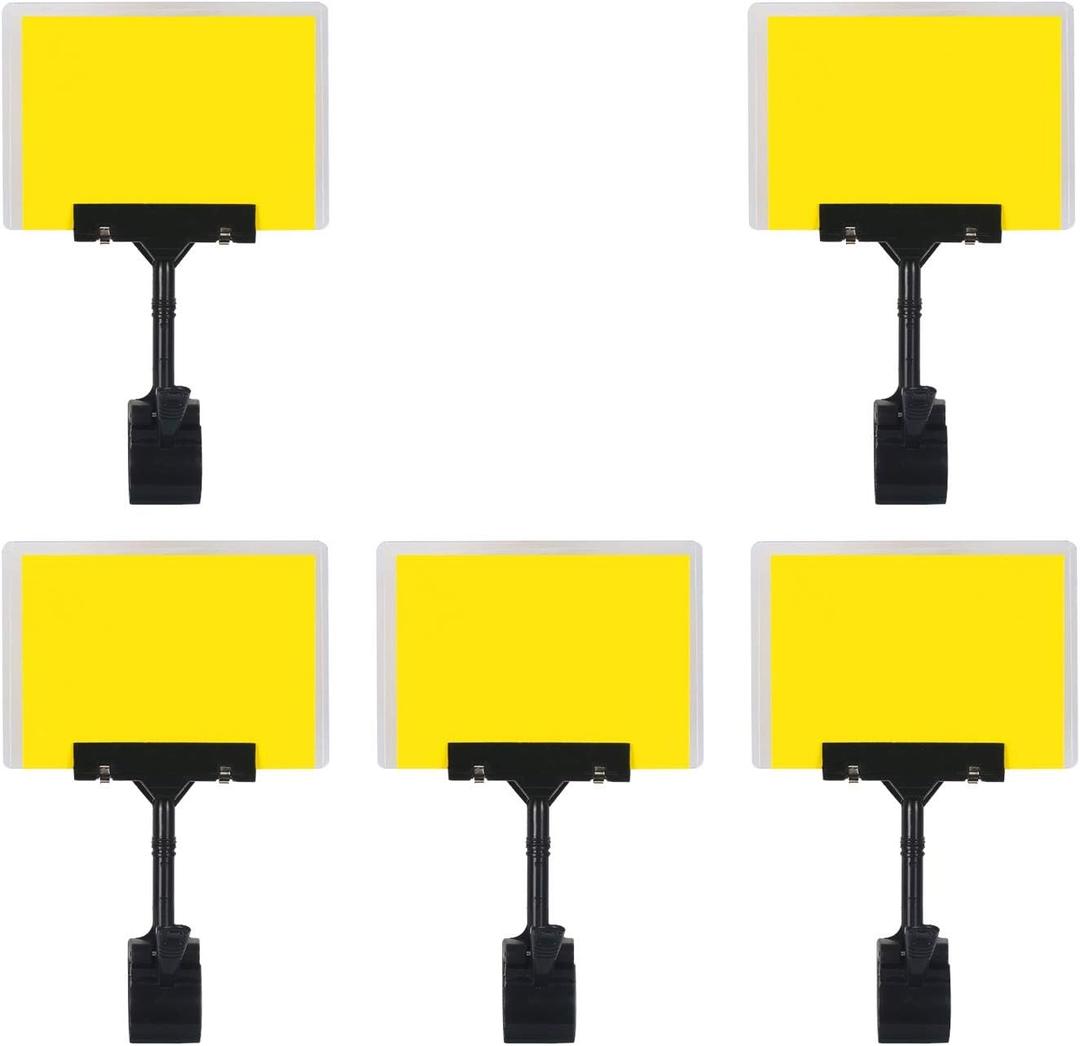 5 Pcs POP Adjustable Plastic Sign Holder,Clip-on Style Double Head Display Clips Rotating Reuse Sign Price Tag Merchandise Sign Display Clip Holder for Business,Store,Supermarket,Office,Exhibition (A)