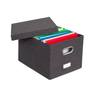Internet's Best Collapsible File Box Storage Organizer with Lid - 1 Pack - Charcoal