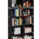 JIUYOTREE 6-Tiers Portable Bookshelf with Fabric Cloth at Back, 10 Cube Closet Storage Organizer Bookcase, Living Room,Study Room,Bedroom, Black
