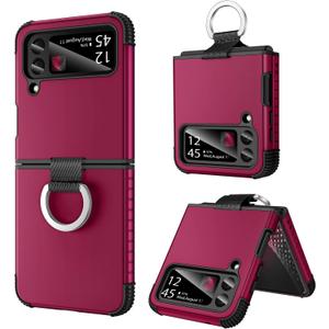 BENTOBEN Samsung Galaxy Z Flip 3 5G Case, Heavy Duty 2 in 1 Full Body Rugged Shockproof Protection Cover With Ring for Women Men, 6.7", Wine Red