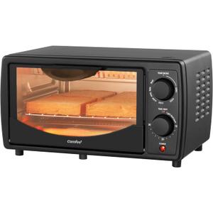 COMFEE' Toaster Oven Countertop, Small Toaster Ovens Combo 4 slice, Mini Oven for 9" Pizza, Compact Oven 2 Racks for Toast, Bake, Broil, 950W, Black, CTO-E101A(BK)