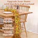 Fall Leaves Garland Thanksgiving Decor, 6ft Artificial Garland for Mantle, Flowers, Eucalyptus, Bamboo Leaf, Autumn Harvest Decorations Thanksgiving Xmas Door Windows Table Fireplace Decor (1 Piece, Golden)