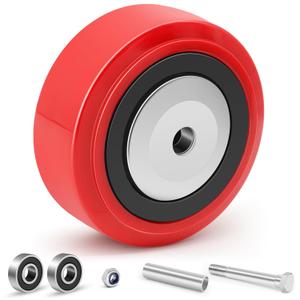 Nefish 5 Inch Caster Wheel Polyurethane on Polyolefin Core Wheel with Double Ball Bearing and Dust Cover 1/2" Bore Replacement Caster Wheel for Industrial Commercial Handling 800 lbs Capacity Per