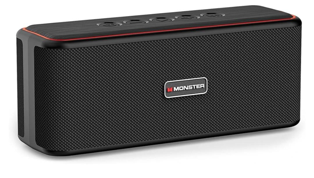 Monster Shock Plus Bluetooth Speaker,Portable Speaker with 40W Loud Stereo Sound,Bluetooth 6.0,TWS Pairing, 20H Playtime, Support AUX/TF Card, IPX6 Waterproof Wireless Speakers for Travel,Outdoor,Home