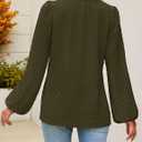 MEROKEETY Women's Fall Long Sleeve Blouse Shirt 2025 Dressy Casual Crochet Lace V Neck Swiss Dot Tops (L)