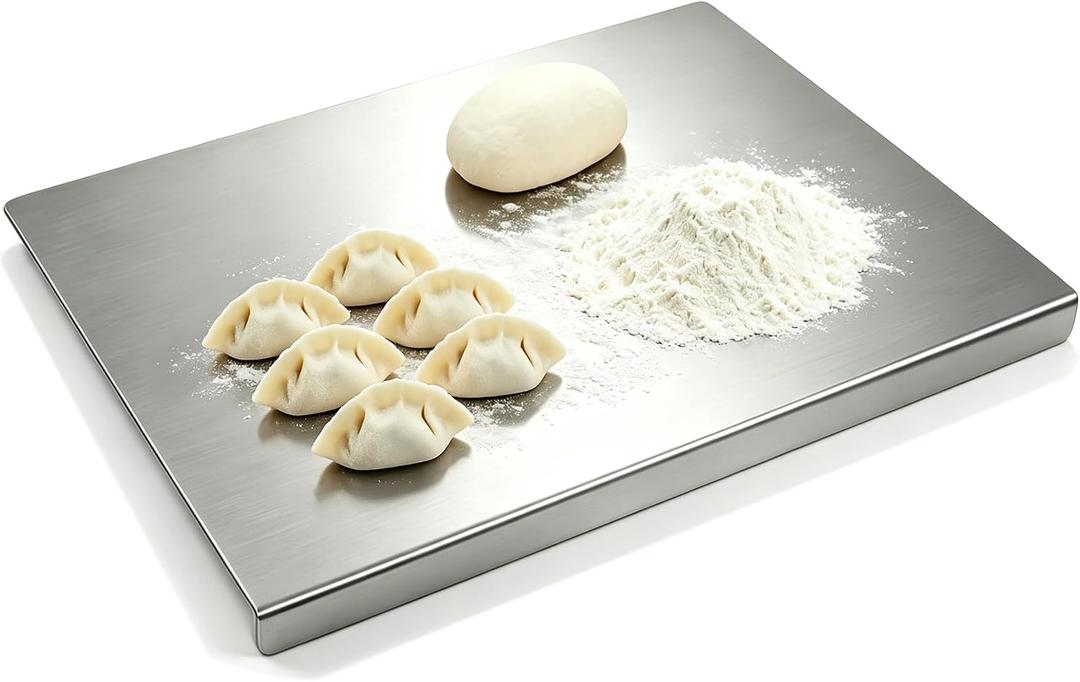 OTAVILEM Stainless Steel Chopping Board, Large, 3-in-1 Chopping Board, Kitchen, Dough Board & Worktop Protector, Dishwasher Safe, Deformation-Resistant, Dough, Meat, Fruit, Vegetables, Bread (40 x 30