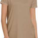 Smile Fish Women Crewneck Loose Fit Tunic Tops Short Sleeve Dressy Casual Summer Long Tee Shirts to Wear with Leggings Cotton Olive Green,XL