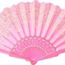 Choyaxo Folding Hand Fan Handheld Chinese Folding Fan for Women Wedding Decoration Dancing Party (Pink)