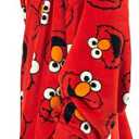 Sesame Street Elmo Character Heads All-Over Print Red Long Oversized Hoodie Wearable Blanket-OSFA