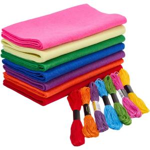 CRASPIRE 7 Colors Felt Fabric Kits with 7Pcs Cotton Sewing Thread Assorted 36x8In 1.4mm Thick Bundle Roll Red Blue Nonwoven Stiff Sheets Craft for DIY Craftwork Sewing Patchwork Christmas Halloween