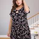 Plus Size Tunic Tops for Women, Women's Sexy Keyhole Short Sleeve Loose Fit Shirts Blouses, 2XL