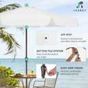 JEAREY 9 FT Patio Umbrella Outdoor, Table Umbrellas Market Umbrella w/Push Button Tilt/Crank, 8 Sturdy Ribs(Cream White)