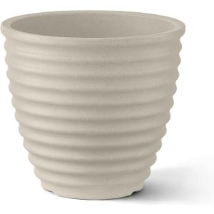 ARBORA 13" Ibiza Polyresin Indoor and Outdoor Planter with Classic Cream Finish - Durable, Weatherproof, Lightweight, Large Plant Pot for Patio, Garden, Deck, Entryway