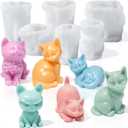 Gerrii 6 Pcs Cat Silicone Molds Mini 3D Cat Animal Resin Candle Soap Molds for Home Ornament Mold Cute Kitten Candle Mold for Soap Soy Wax DIY Handcraft Gift Wedding Party Car Decoration