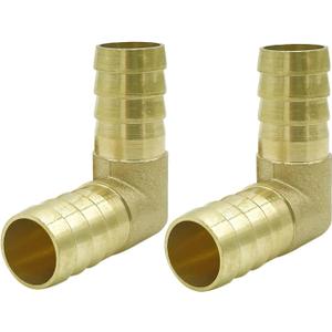 Brass 3/4" Hose Barb Elbow 90 Degree L Right Angle Barbed Fitting Water Fuel Air (Pack of 2)