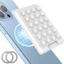 Magnetic Suction Phone Card Holder Mount for MagSafe, Phone Wallet, Compatible with iPhone MagSafe Case, Hands-Free Mirror Shower Smartphone Holder Accessory for TikTok Videos, Selfies, White