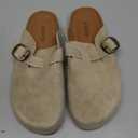 Kids Suede Clogs Boys Girls Cork Footbed Potato Shoes Classic Slip On Leather Mules Children Indoor Outdoor Sandals with Adjustable Buckle,Taupe,4 Big Kid=Label 37