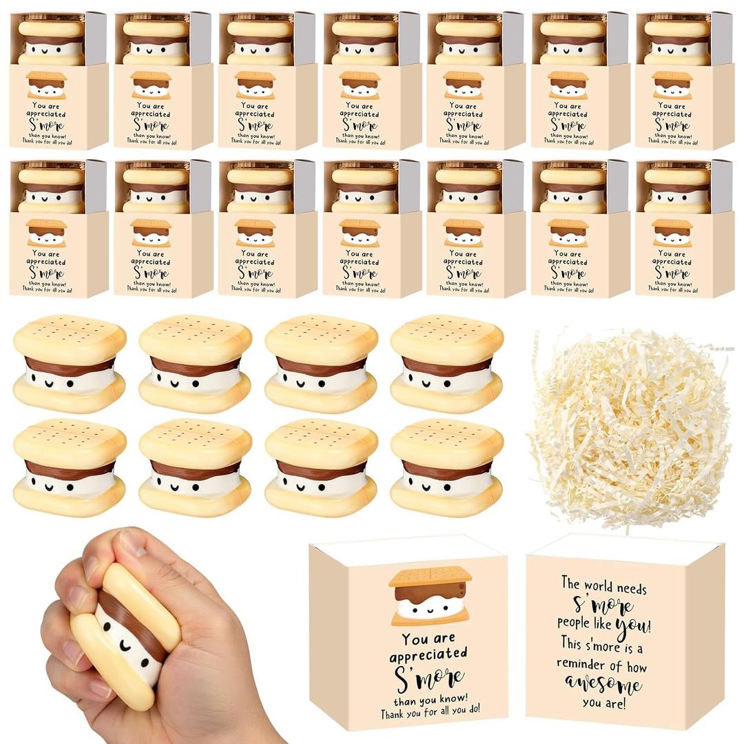 Gemscream 50 Set Funny Smores Stress Balls Employee Appreciation Gifts Bulk for Teacher Nurse Nursing Assistant Volunteer Admin Staff Coworker Team Anxiety Relief Mental Health Awareness Items