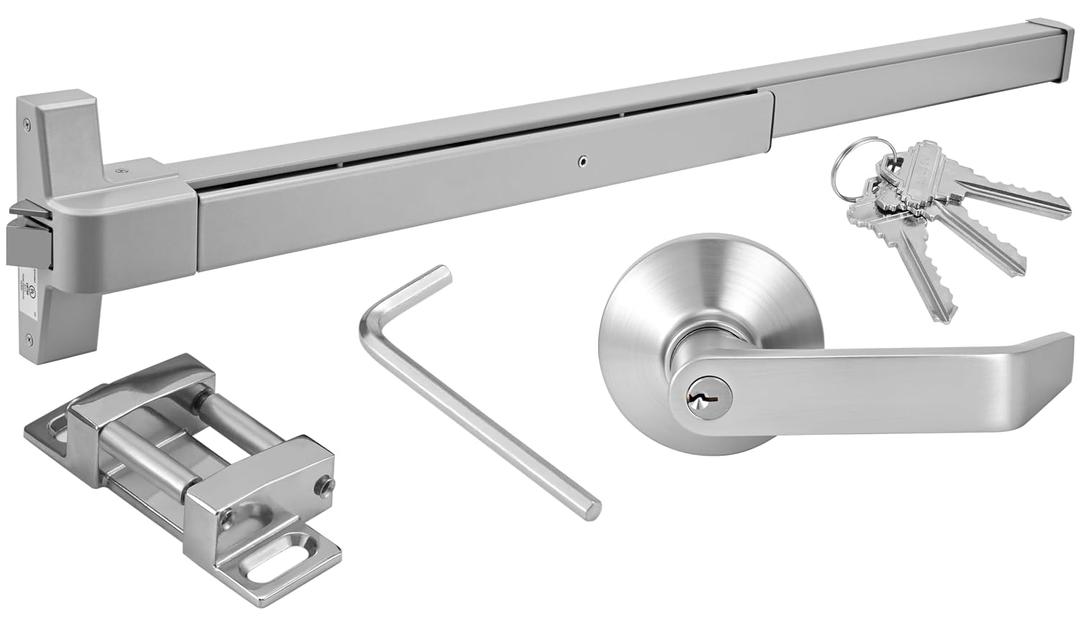 Commercial Panic Exit Device with Lever Handle UL 500 & ANSI Grade 1 Certified, Heavy-Duty Aluminum Push Bar for 2836 Emergency Exit Doors, Reversible for Left/Right (UL500-with Handle)