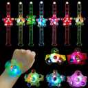 Maegawa 25 Pack LED Light Up Fidget Spinner Bracelets Party Favors for Kids 4-8 8-12, Glow in The Dark Party Supplies, Treasure Box Toys for Classroom, Carnival Prizes, Pinata Goodie Bags Stuffers