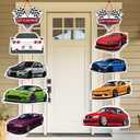 Car Race Porch Sign Cutouts Room Wall Door Decor Race Car Birthday Party Garden Outdoor Indoor Decorations Hanging Cards