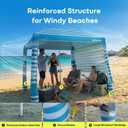 Gorich Beach Cabana with UPF50+ UV Protection, 8x8 FT/10x10 FT Beach Canopy Tent with Side Wall, Easy Setup, Windproof Portable Sun Shelter Shade for Family