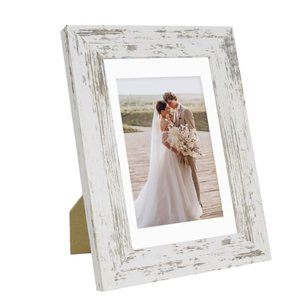4x6 Picture Frame Set of 3, Made of Real Glass and Distressed White Wooden Frame, 4 by 6 Photo for Wall or Tabletop - Display Picture 3.5x5 with Mat or 4x6 Without Mat