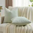 FUTEI Green Decorative Throw Pillow Covers 18x18 Inch Set of 2,Soft Cozy Chenille Geometric Textured Cushion Case,Home Decor for Couch Bed Living Room