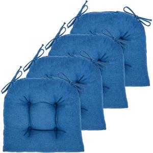 Chair Cushion, 4 Pack Chair Cushions for Dining Chairs, Chair Pads and Mat with Ties for Indoor Kitchen Seat and Desk (4 Count - 17 x 16 in, Blue)