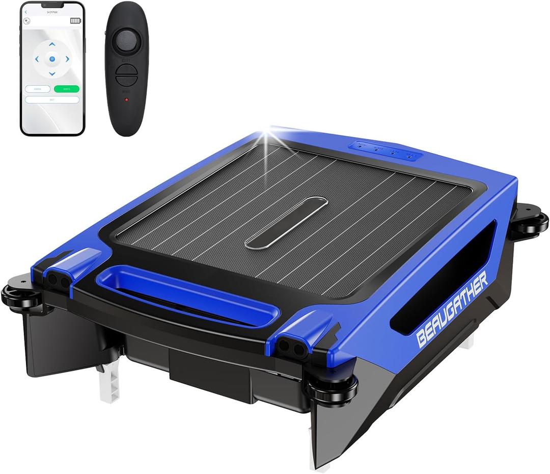 2026 New Model Solar Pool Skimmer Robot, APP and Remote Control, Pool Surface Cleaner Robot with Dual Charging Modes, Automatic Pool Cleaner with Salt Resistant Durable Motor, Smart Obstacle Avoidance