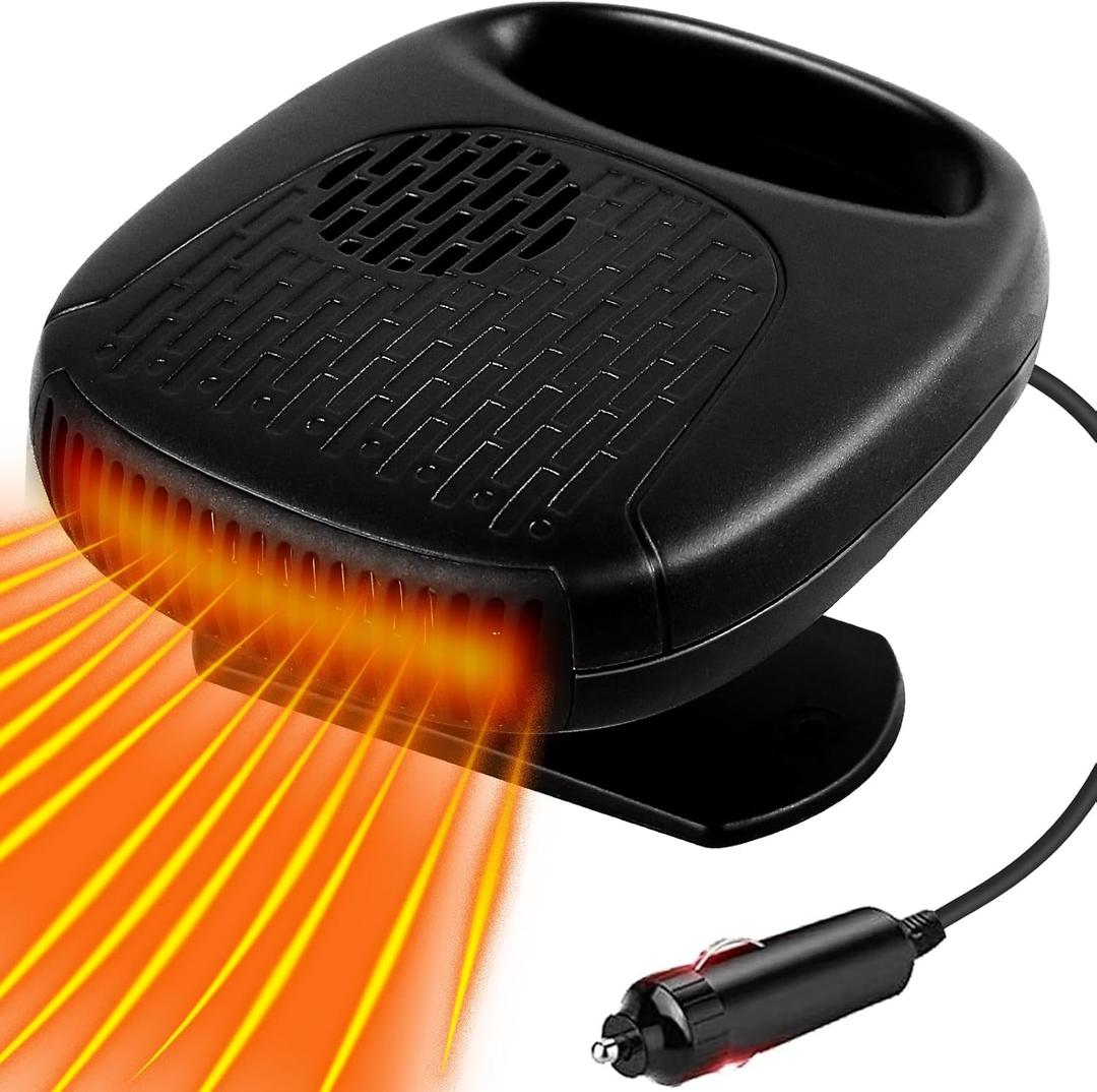 Car Heater 2 in 1 Automobile Windshield Fast Heaters That Plugs Into Cigarette Lighter Portable Fast Heating Defrosting Defogger 12V Black