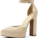 MOTIMODEN Women's Platform Chunky Heel Pumps – Closed Toe Ankle Strap Block Heeled Dress Shoes for Wedding Party & Daily Comfort, 9.5