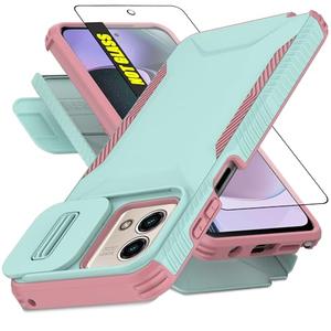 AWZHYDT for Motorola G Stylus 5G 2023 Case with 1 HD Screen Protector & Slide Camera Cover[Military-Grade]Phone Case Heavy Duty Rugged Shockproof Protective Cover for Moto G Stylus 5G 2023(Cyan/Pink)