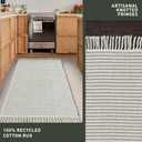 Chardin Home Green & Ivory Providence Stripe Area Rug 2' x 3' (Rectangular) | Hand Woven Recycled Cotton Rug | Machine Washable & Reversible