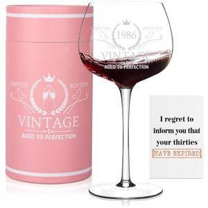 40TH Birthday Gifts for Women, Vintage 1986 Engraved 40th Wine Glass Present for Her, 40 Year Old Birthday Decorations Gifts for Women, Bday Gift Idea for Her Friends Mom Daughter Sister - Turning 40
