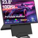 23.8'' Portable Monitor,FHD 1080P 100Hz IPS Laptop Screen Extender,USB-C HDMI Large Office Gaming Second Monitor Extender with Detachable Stand for Mac Windows PS5 Xbox Switch(Built-in Speakers)