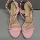 rsxses Platform Chunky Heels for Women Ankle Strap Heels Strappy Sandals with Open Toe Wedding Prom Bridal Women Dress Shoes, Pink, Size 9