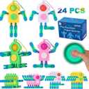 24Pcs Pop Fidget Spinners Bulk - Deformable Astronaut Fidget Spinner Keychain Robot Gyro Fidget Spinner for Kids Adults Glow in The Dark Sensory Toys Easter Party Favors Classroom Prizes (24pcs)