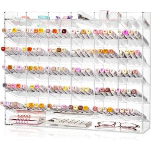 MotiMind Acrylic Pen Organizer Storage for 420 Markers Vertical Marker Organizer Acrylic Pen Display Holder for Office Desk Desktop Stationery Pencil Storage, Clear, 18 x 4 x 14.5 Inch