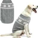 Warm Winter Dog Sweater - Cold Weather Pet Clothes for Small Medium Large Dogs Indoor Outdoor, Soft Classic Knit Puppy Apparel, Grey, L