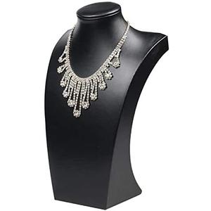 Homeanda Necklace Display Bust - PU Leather Jewelry Bust Stand for Photography, Boutique Display, and Home Organisation(Black-11.4"x6.7")