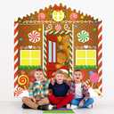 5Pcs Christmas Gingerbread Door Cover Decorations - Porch Banner Front Backdrop Rainbow Rug for Xmas House Classroom Office Outdoor Holiday Party Decor