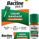 Bactine MAX Liquid Bandage with Lidocaine, Wound Cleaning Solution That Kills 99% of Germs, Covers and Protects Skin, Fast-Drying Protective Seal, 0.30 fl oz