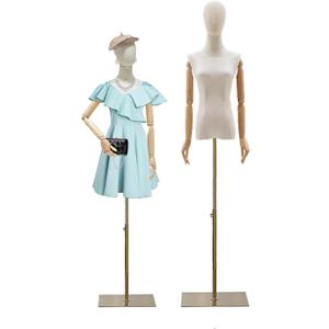 Female Dress Form Mannequin, Women Torso for Sewing, Clothes Display Mannequin Body with Gold 55"-80" Adjustable Height Stand, Detachable Head, Arm Hands, for Clothing Jewelry