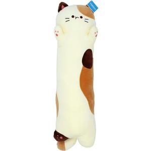 Very Soft Cat Long Hugging Pillow Plush Kitten Kitty Stuffed Animals Milky White 26"