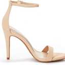 DREAM PAIRS Women's High Heels Flower Ankle Strap Stilettos Round Open Toe Dressy Sexy Sandals (Beige, XS)