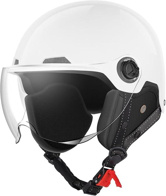 Motorcycle Half Shell Helmet for Men Women, DOT Certified Adult Cool 1/2 Open Face Helmets, ABS Shell, Washable Inner Liner, Quick Release Buckle, for Ebike Street Bike Cruiser Moped, Size: Medium