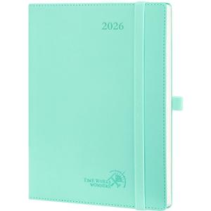 POPRUN 2026 Planner (Medium - 6.5'' x 8.5'') - 2026 Weekly Calendar ((Jan. 2026 - Dec. 2026) with Hourly Time Slots, Weekly Monthly Appointment Book for Time Management,TJ-26-CELO7 - Green