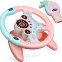 TOYANDONA Kids Steering Wheel Toy with Car Key, Racing Car Steering Wheel with Light and Music, Simulated Driving Racing Game Toy for Kids Boys Girls Aged 3 Years +