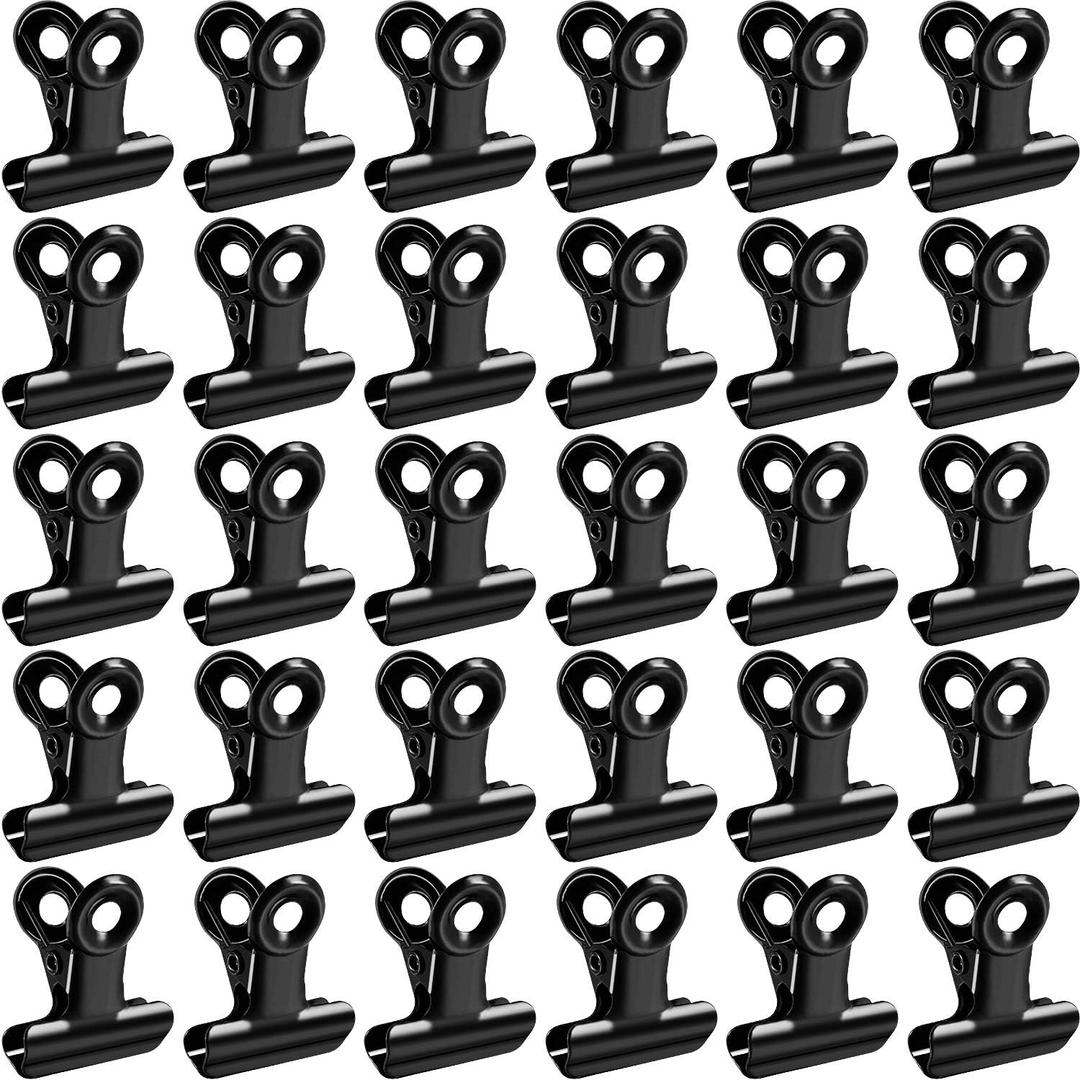 Boao 100 Pieces Metal Clips 0.87 Inch Black Mini Hinge Clips Small Binder Paper Clamps for Food Bags, Clipboard, Poster, Paper Pictures Organizers, Crafts Hanging Art, Home and Office(Black)